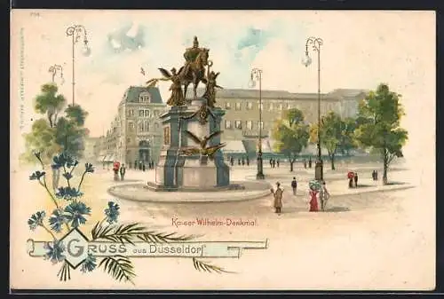 Lithographie Düsseldorf, Kaiser Wilhelm-Denkmal, Perlen