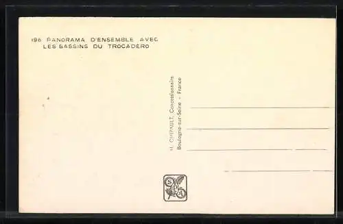 AK Paris, Exposition internationale 1937, Panorama d`Ensemble avec les Bassins du Trocadero