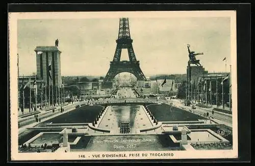 AK Paris, Exposition internationale 1937, Vue D` Ensemble prise du Trocadèro