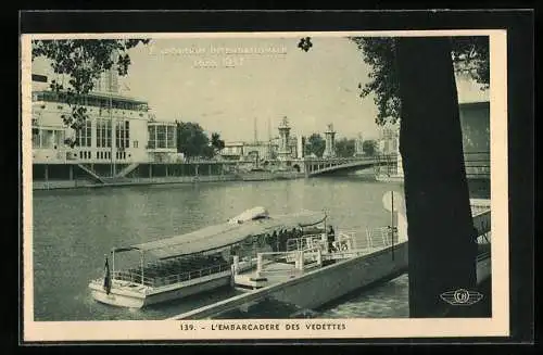 AK Paris, Exposition internationale 1937, l`embarcadere des vedettes