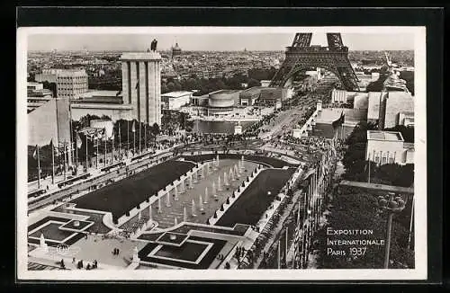 AK Paris, Exposition internationale 1937, Panorama d`Ensemble avec les Bassins du Trocadero