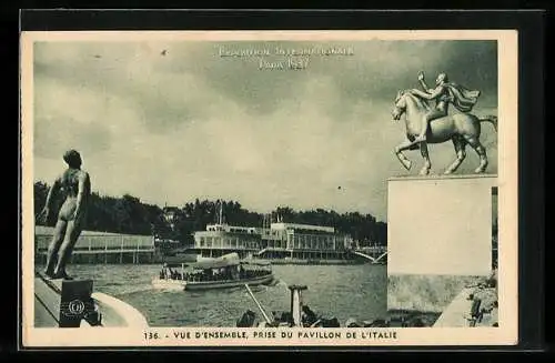 AK Paris, Exposition Internationale 1937, Vue d`ensemble, Prise du Pavillon de L`Italie, Weltausstellung