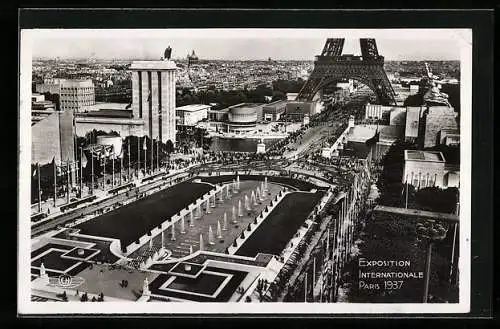 AK Paris, Exposition internationale 1937, Panorama d`Ensemble avec les Bassins du Trocadero