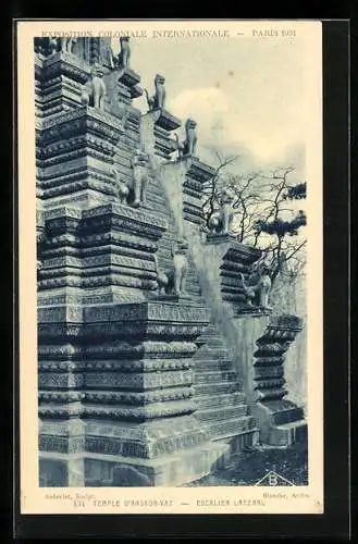 AK Paris, Exposition coloniale internationale 1931, Temple d`Angkor-Vat, Escalier lateral