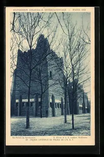 AK Paris, Exposition coloniale internationale 1931, Facade latérale du Palais de l`A. O. F.