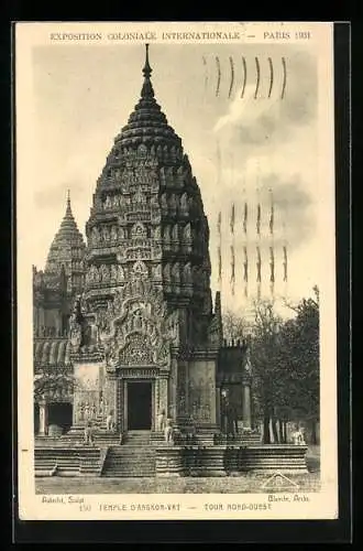 AK Paris, Exposition coloniale internationale 1931, Temple d`Angkor-Vat, Tour Nord-Ouest