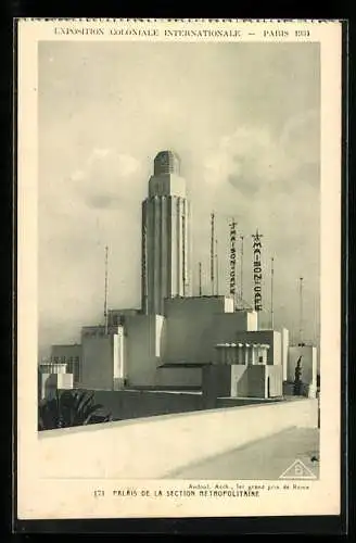 AK Paris, Exposition Coloniale Internationale 1931, Palais de la Section Metropolitaine, Ausstellungsgebäude