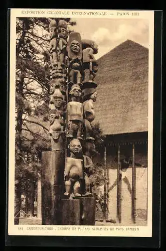 AK Paris, Exposition coloniale internationale 1931, Cameroun-Togo, Groupe de Piliers Sculptés du Pays Bamoun