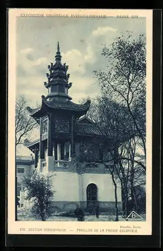 AK Paris, Exposition coloniale internationale 1931, Section Indochinese, Pavillon de la Presse Coloniale