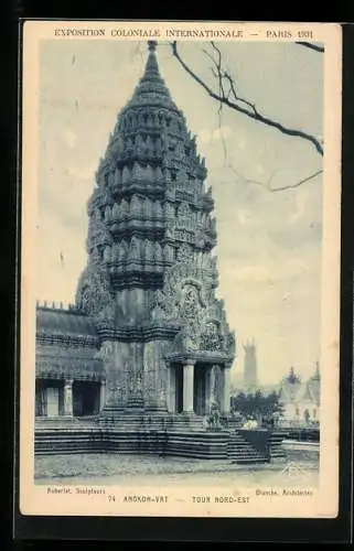 AK Paris, Exposition coloniale internationale 1931, Angkor-Vat, Tour Nord-Est