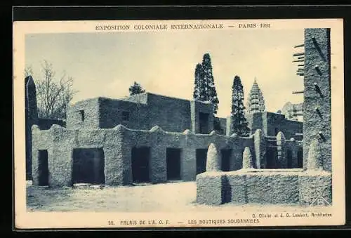 AK Paris, Exposition coloniale internationale 1931, Palais de l`A. O. F., Les Boutiques Soudanaises