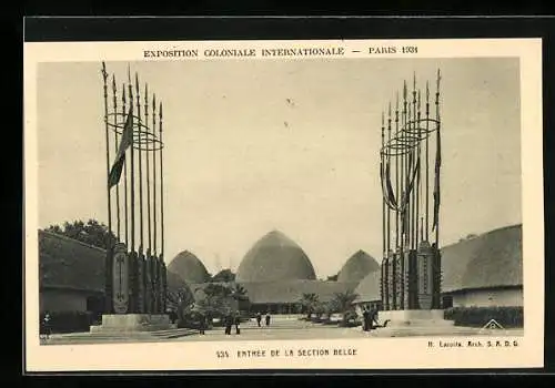 AK Paris, Exposition Coloniale Internationale 1931, Entree de la Section Belge, Kolonial-Ausstellung