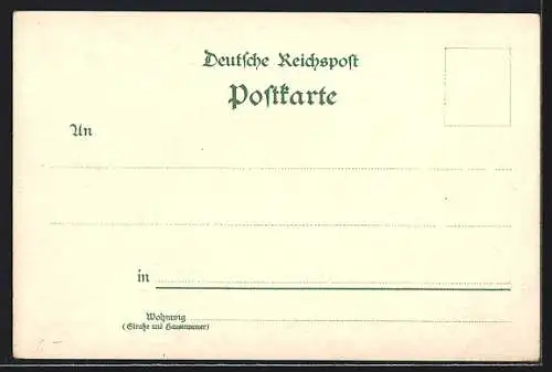 Lithographie Elberfeld, Europäischer Hof und Bahnhof, Denkmal Friedrich III.
