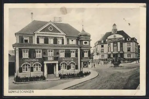 AK Donaueschingen, Strassenpartie mit Gasthaus Adler