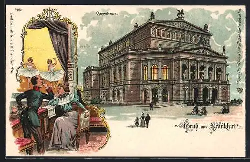 Lithographie Frankfurt a / M., Opernhaus