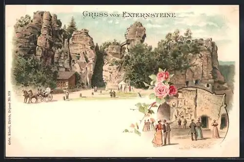Lithographie Externsteine, Partie am Eingang
