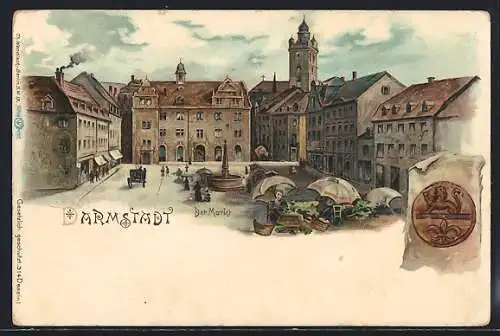 Lithographie Darmstadt, Marktpartie