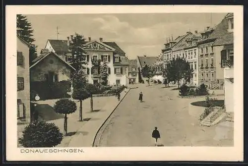 AK Donaueschingen, Strassenpartie aus der Vogelschau