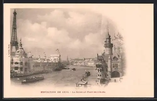 AK Paris, Exposition Universelle 1900, La Seine au Pont de l'Alma