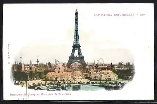 AK Paris, Exposition universelle de 1900, Panorama du Champ de Mars, pris du Trocadéro