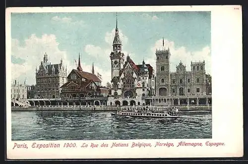 AK Paris, Exposition universelle de 1900, La Rue de Nations Belgique, Norvège, Allemagne, Espagne