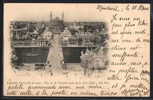 AK Paris, Exposition universelle de 1900, Vue sur le Trocadéro prise de la Tour Eiffel