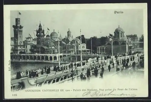 Mondschein-AK Paris, Exposition universelle de 1900, Palais de Nations