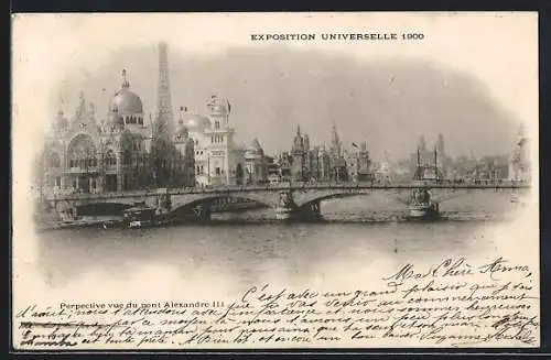 AK Paris, Exposition universelle de 1900, Perspective vue du pont Alexandre III