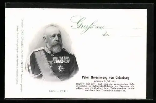 AK Portrait Gossherzog Peter von Oldenburg in Uniform