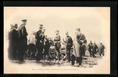 AK Au Fort de Witry, Manoeuvres du Canon à Tir Rapide, Nikolaus II. von Russland