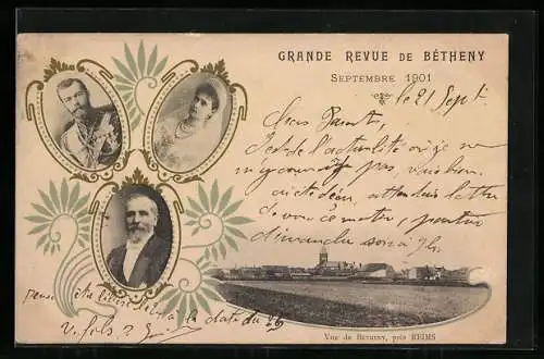 AK Bétheny près Reims, Grande Revue 1901, Zar Nikolaus II. und Zarin Alexandra von Russland