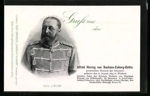 AK Alfred Herzog von Sachsen-Coburg-Gotha, Preussischer General der Infanterie