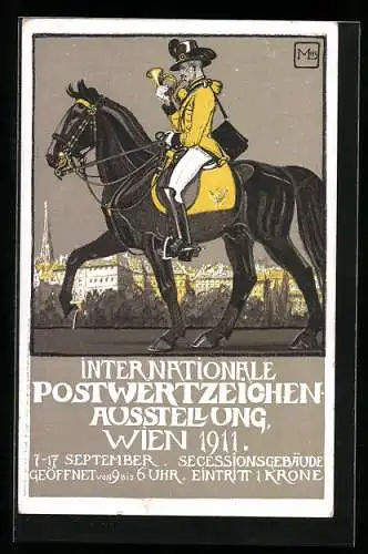 Künstler-AK Wien, Internationale Postwertzeichen-Ausstellung 1911