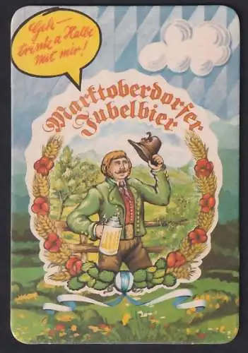 Bierdeckel-AK Marktoberdorf, Jubelbier, Mann in Tracht mit Bierhumpen