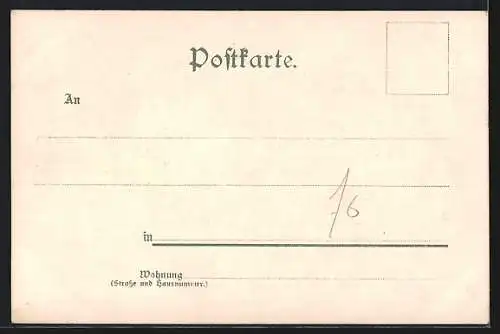 Lithographie Dresden-Dresdner Heide, Gasthaus Haidemühle, Jäger mit Hund