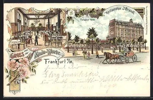 Lithographie Frankfurt, Restaurant J. Brändl an der Main-Warte