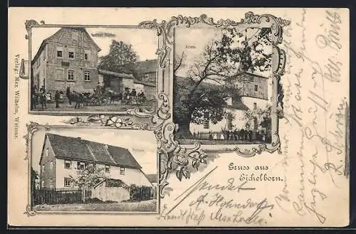 AK Eichelborn, Gasthof Müller, Kirche, Schule