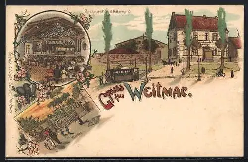 Lithographie Weitmar, Restaurant H. Rotermund, Garten