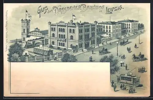 Lithographie Leipzig, Dresdener Bahnhof