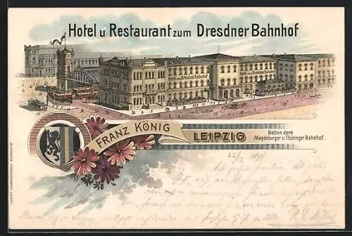 Lithographie Leipzig, Hotel und Restaurant zum Dresdner Bahnhof