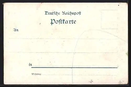 Lithographie Kohren, Rathaus, Ruine, Totalansicht