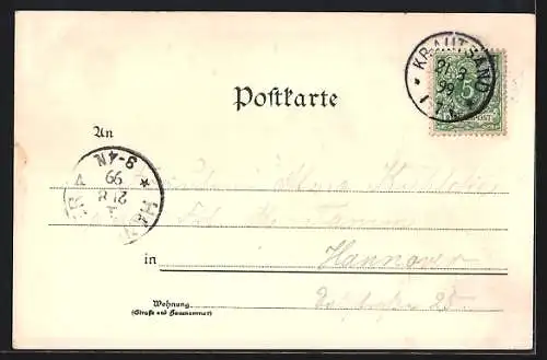 Lithographie Krautsand, Buhrfeinds Hotel, Reede der Seeschiffe