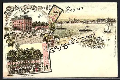 Lithographie Höchst, Hotel Schmitt, Hotel Garten