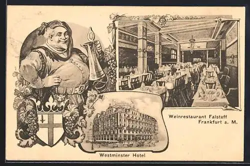 Lithographie Frankfurt a. M., Weinrestaurant Falstaff, Westminster Hotel