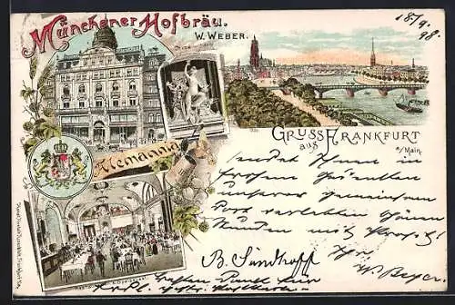 Lithographie Frankfurt a. Main, Restaurant Münchener Hofbräu, Inh. W. Weber