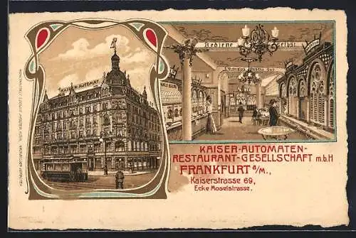 Lithographie Frankfurt a. M., Kaiser-Automaten-Restaurant-Gesellschaft, Kaiserstrasse 69