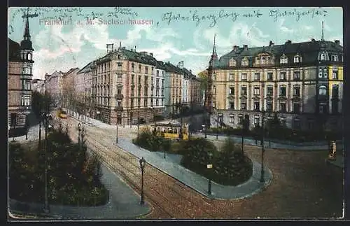 AK Frankfurt a. M.-Sachsenhausen, Strassenpartie aus der Vogelschau