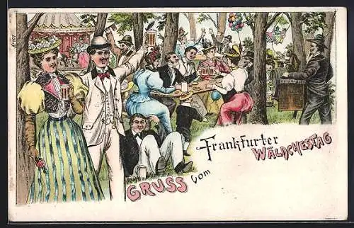 Lithographie Frankfurt-Niederrad, Volksfest Wäldchestag