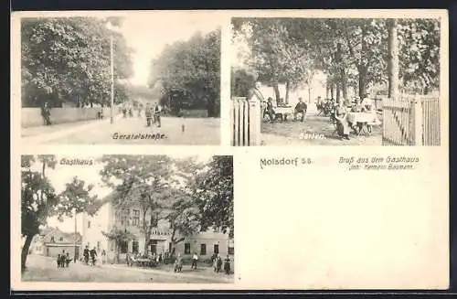 AK Molsdorf, Gasthaus mit Garten, Partie in der Geratalstrasse