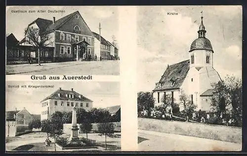 AK Auerstedt, Gasthaus zum Alten Deutschen, Schloss mit Kriegerdenkmal